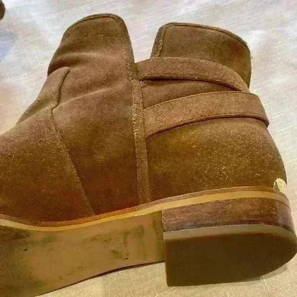 Micheal Kors Salem Luggage Brown Suede  Leather Ankle booties Boots size 9.5M - Picture 10 of 12
